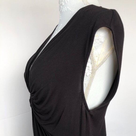 MICHAEL Michael Kors Sleeveless Center Front Ruched Rayon Black Midi Dress S/P - Picture 5 of 15